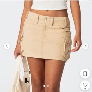 Edikted Tan Cargo Mini Skirt